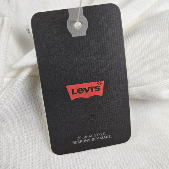 Levi’s White Cropped Graphic Hoodie California Fruit Logo Sweatshirt Size Medium - Picture 5 of 9